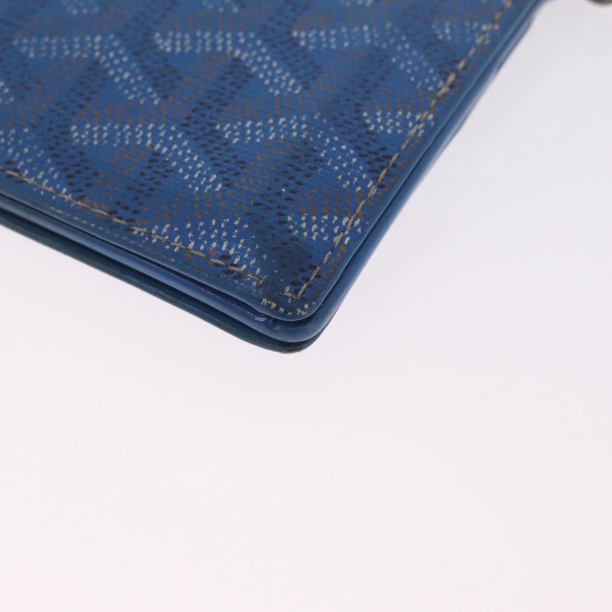Goyard Herringbone Long Wallet PVC Leather Blue Silver Auth 211075
