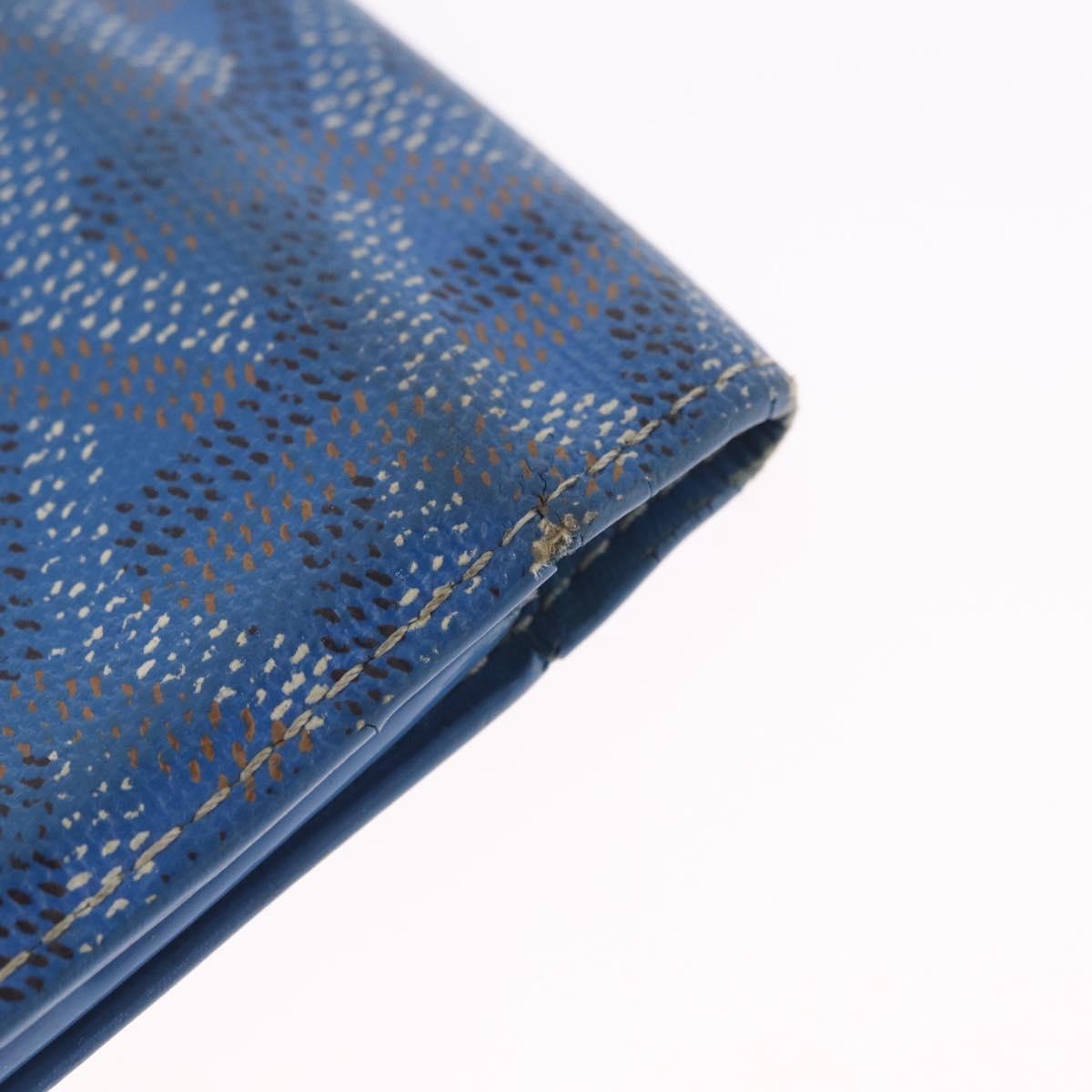 Goyard Herringbone Long Wallet PVC Leather Blue Silver Auth 211075