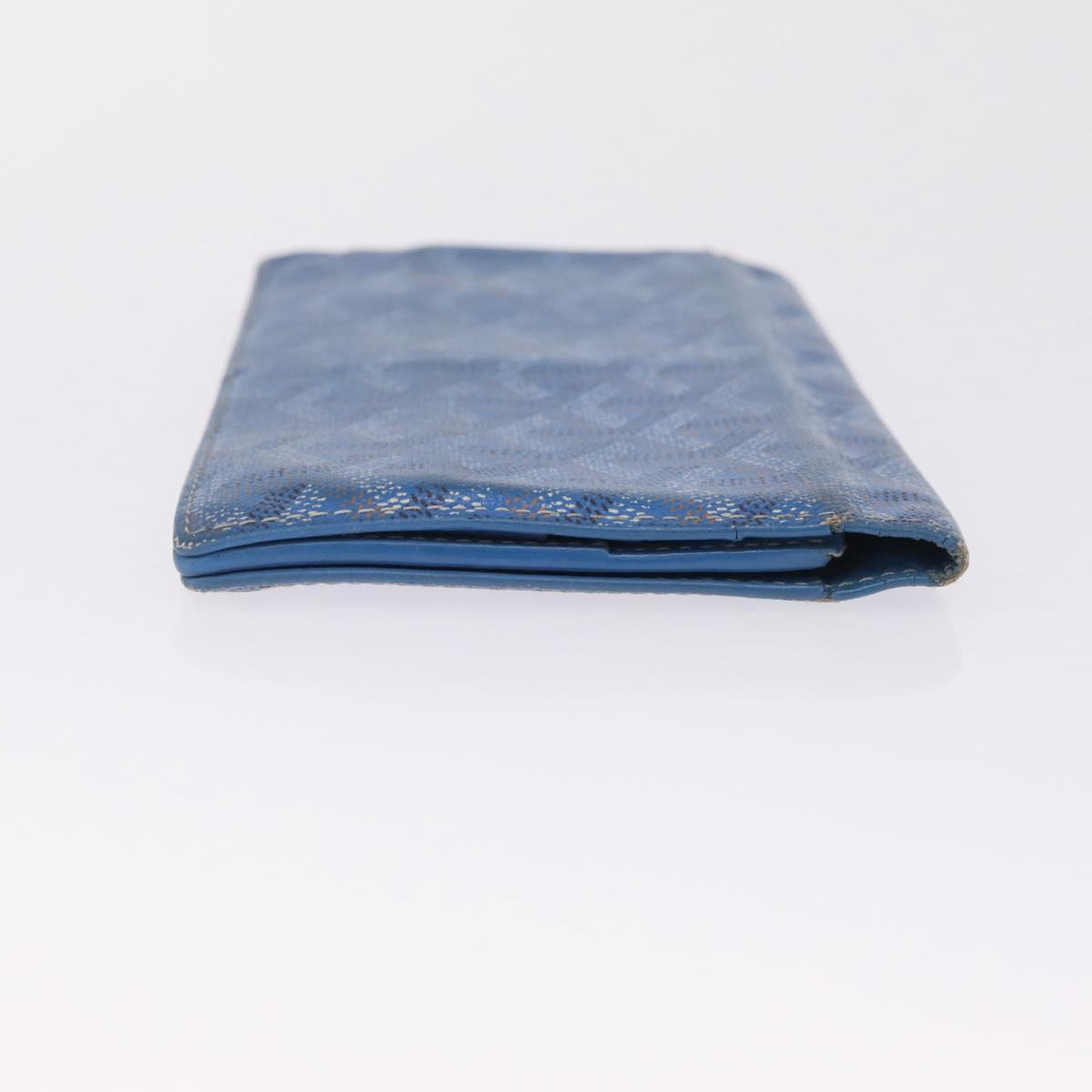 Goyard Herringbone Long Wallet PVC Leather Blue Silver Auth 211075