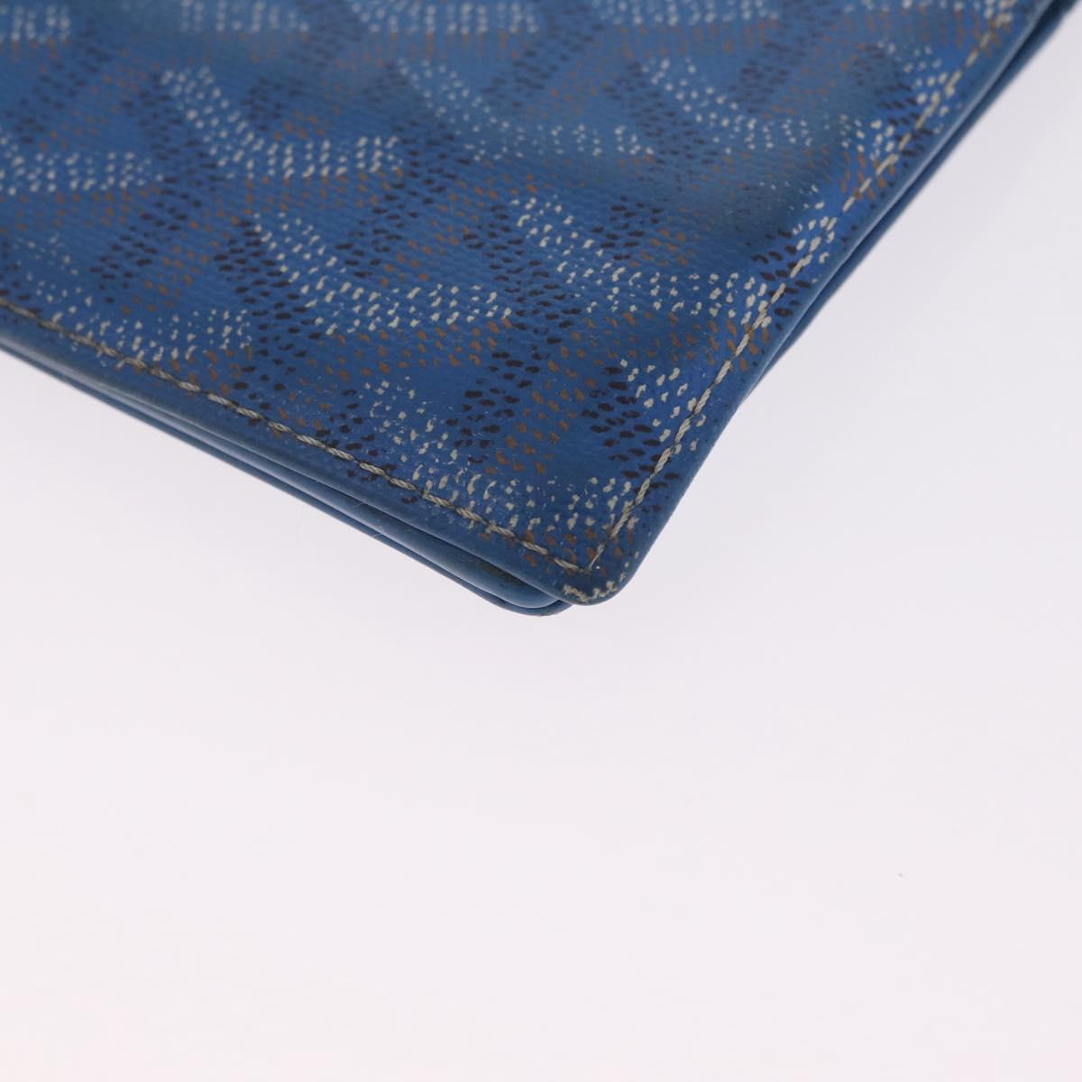 Goyard Herringbone Long Wallet PVC Leather Blue Silver Auth 211075
