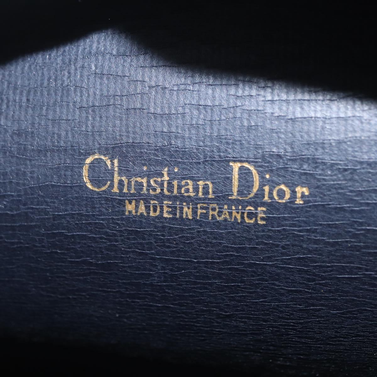 Christian Dior Shoulder Bag Leather Navy Gold Tone Auth 211098