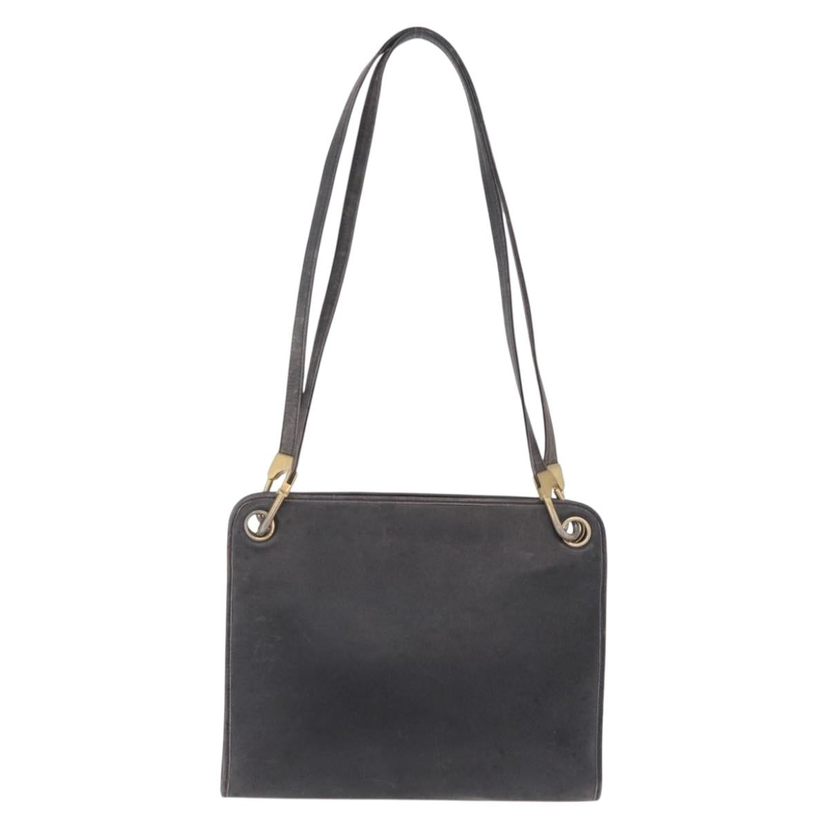 Christian Dior Shoulder Bag Leather Navy Gold Tone Auth 211098