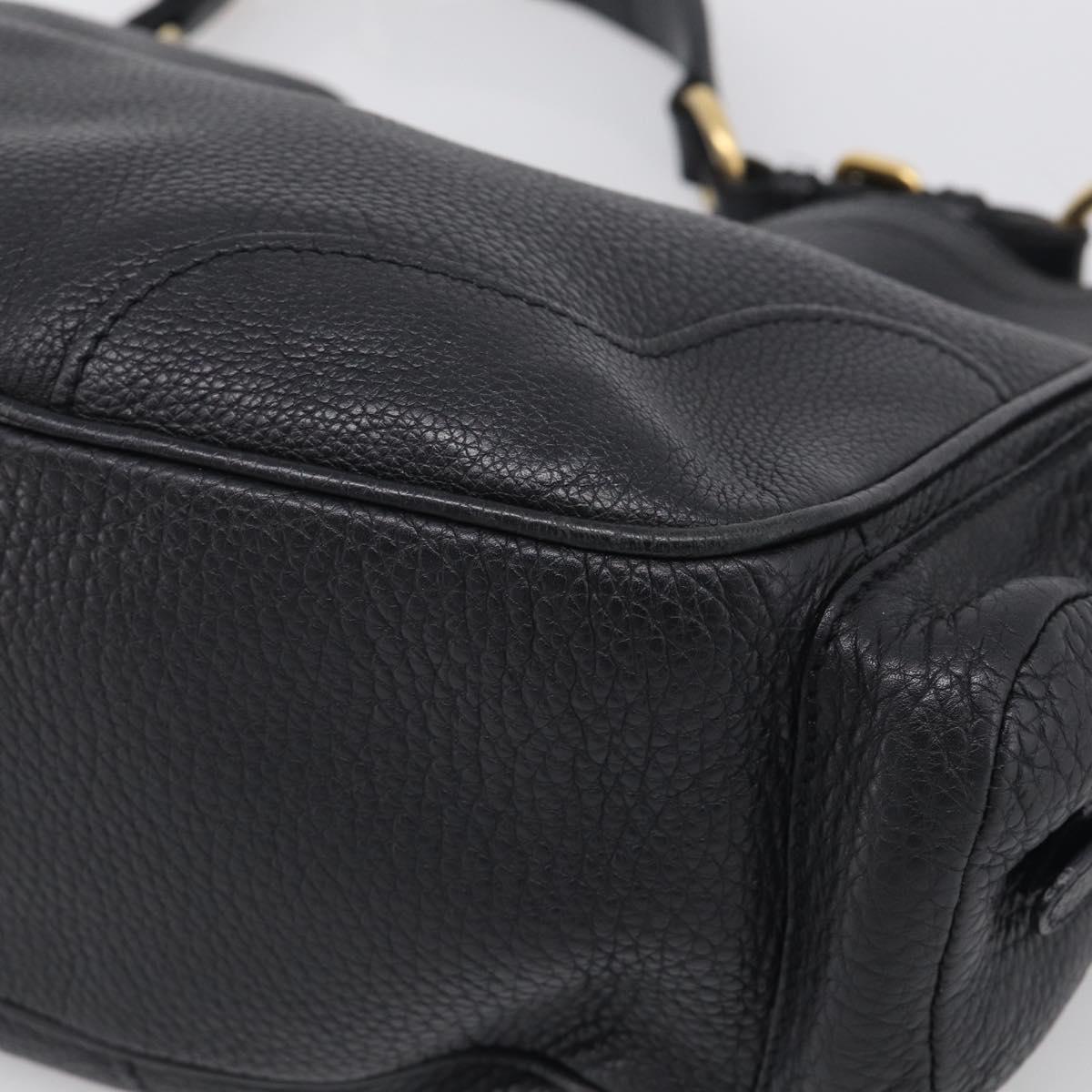 PRADA Shoulder Bag Leather Black Gold Auth 211133V