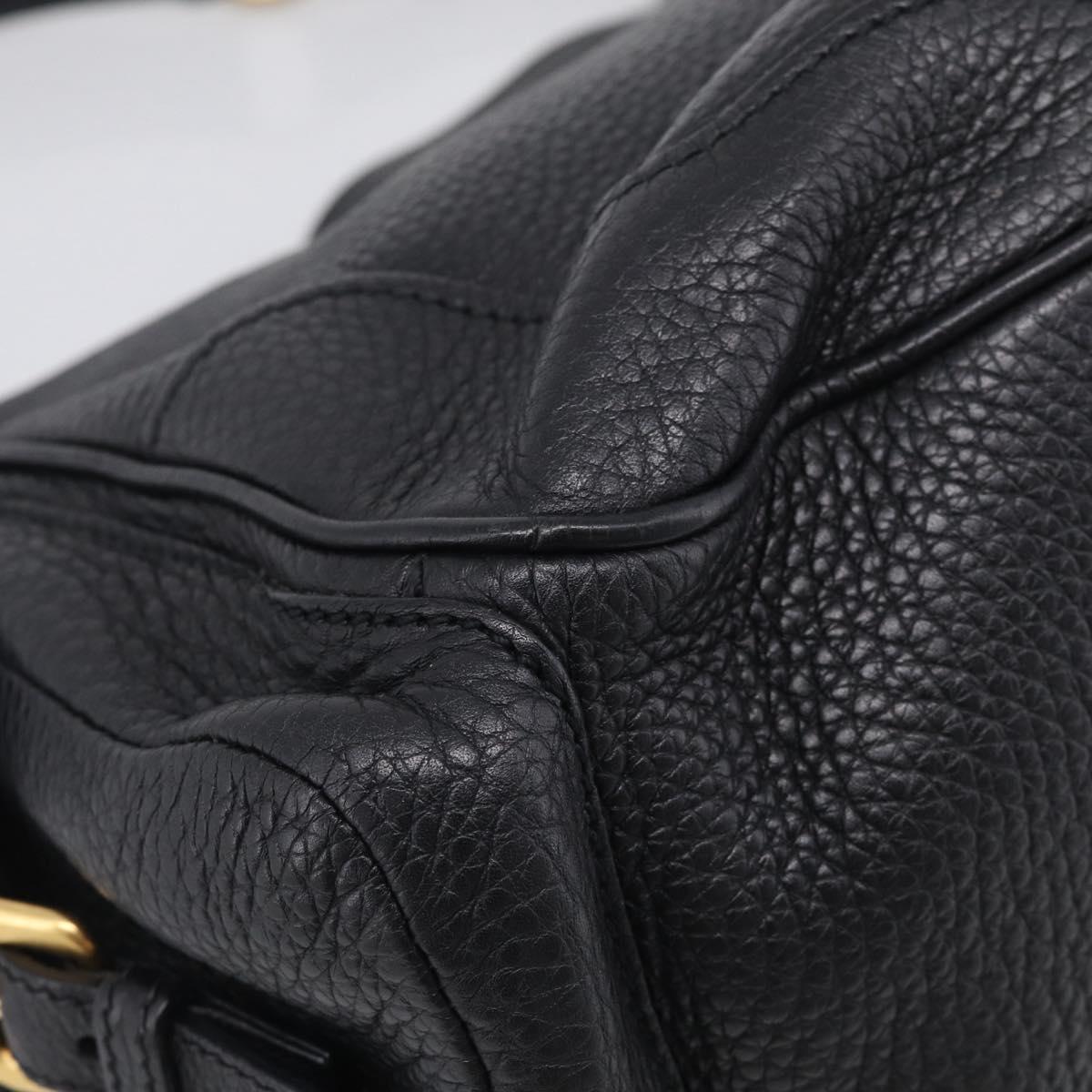PRADA Shoulder Bag Leather Black Gold Auth 211133V