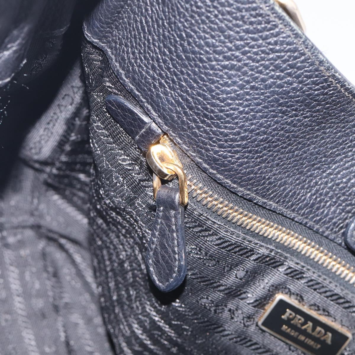 PRADA Shoulder Bag Leather Black Gold Auth 211133V
