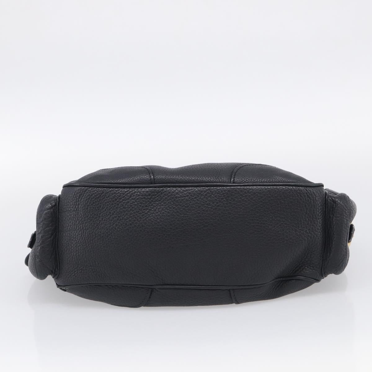 PRADA Shoulder Bag Leather Black Gold Auth 211133V