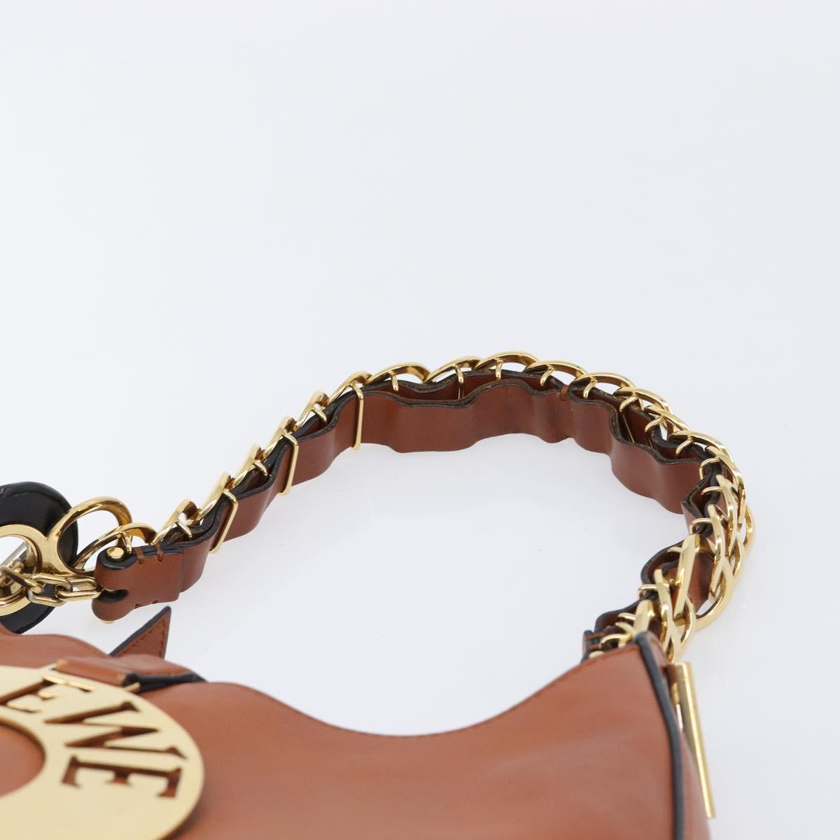 LOEWE Joyce Small Chain Shoulder Bag Leather Brown Gold Auth 211154V
