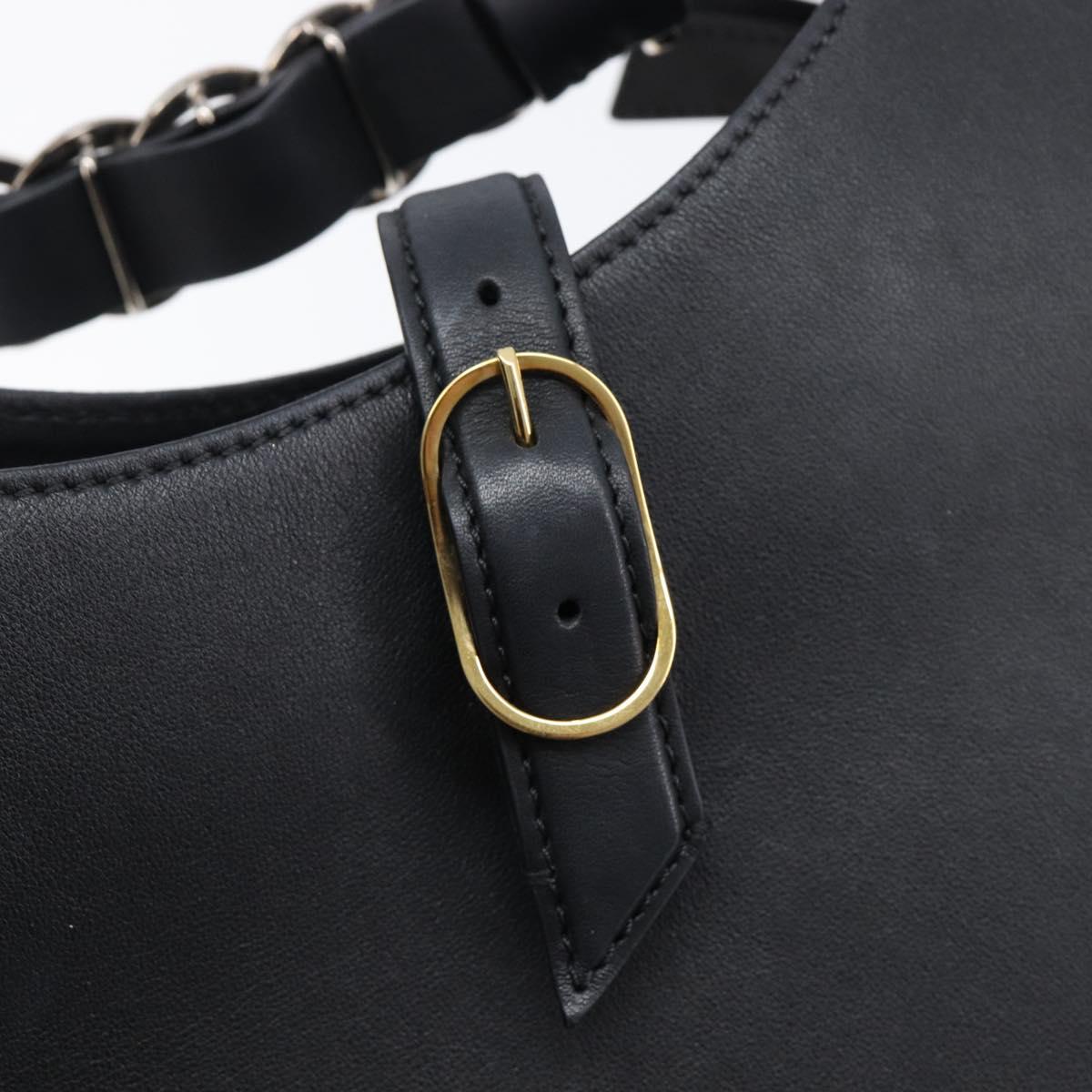 LOEWE Joyce Small Chain Shoulder Bag Leather Black Silver Auth 211155M