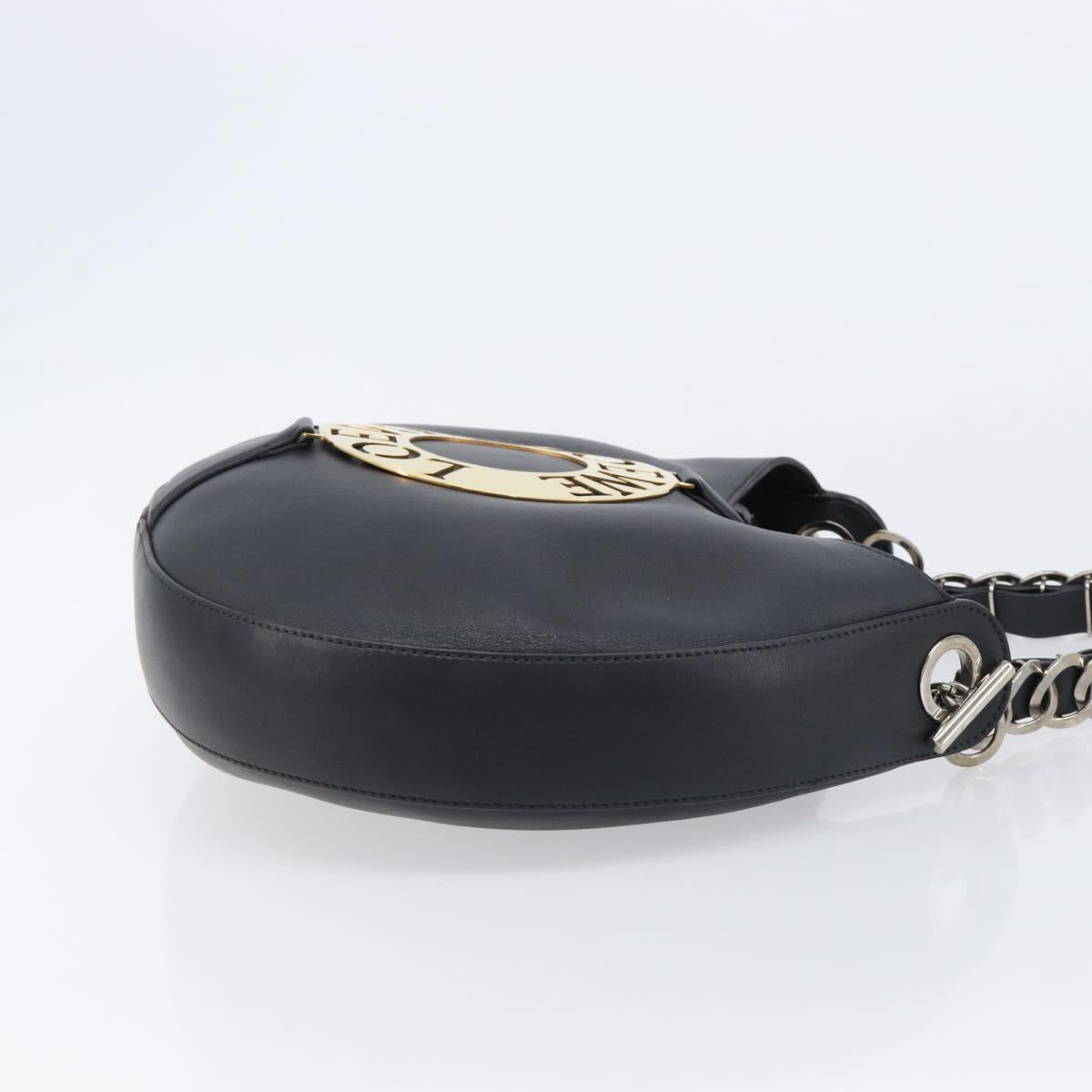 LOEWE Joyce Small Chain Shoulder Bag Leather Black Silver Auth 211155M