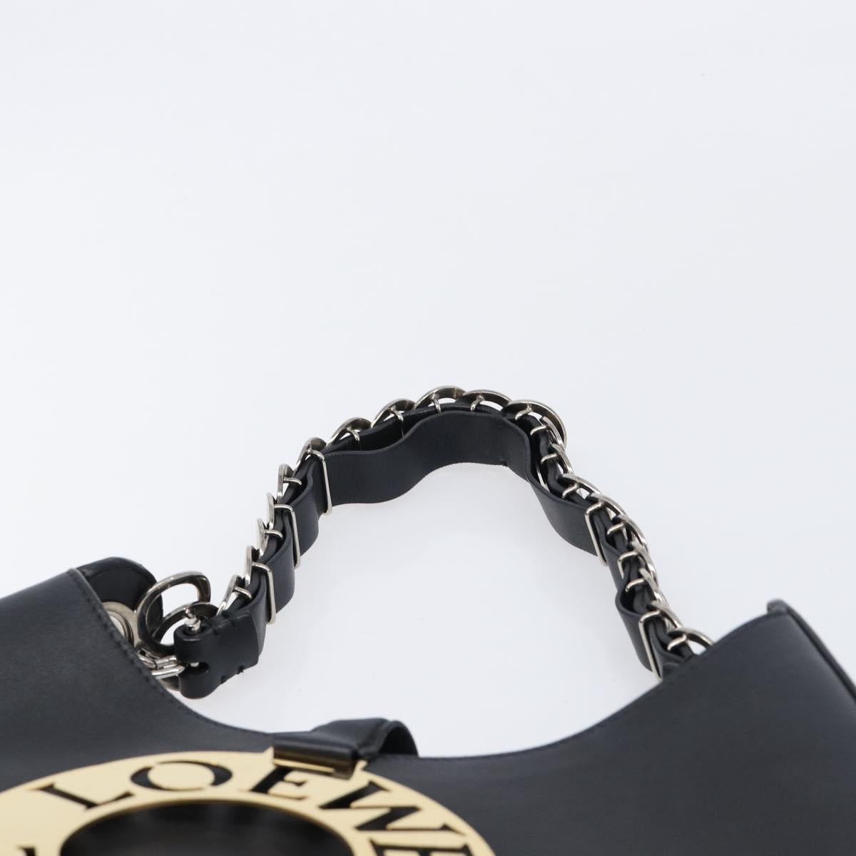 LOEWE Joyce Small Chain Shoulder Bag Leather Black Silver Auth 211155M