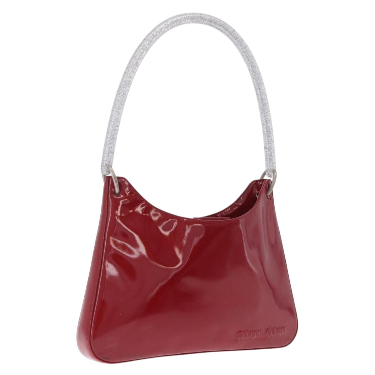 Miu Miu Shoulder Bag Patent leather Red Silver Auth 211206