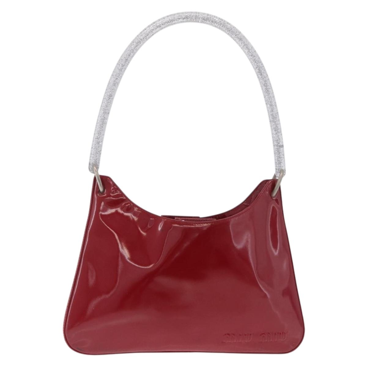 Miu Miu Shoulder Bag Patent leather Red Silver Auth 211206