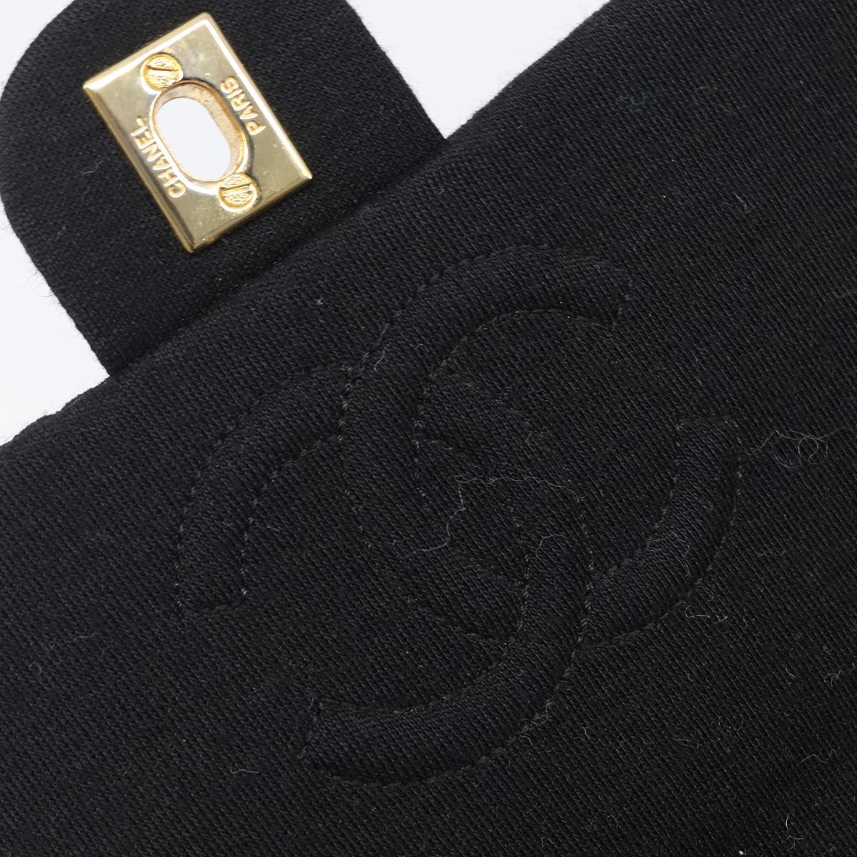 CHANEL Mini Matelasse 18 Chain Shoulder Bag Cotton Black Gold CC Auth 211216SAV