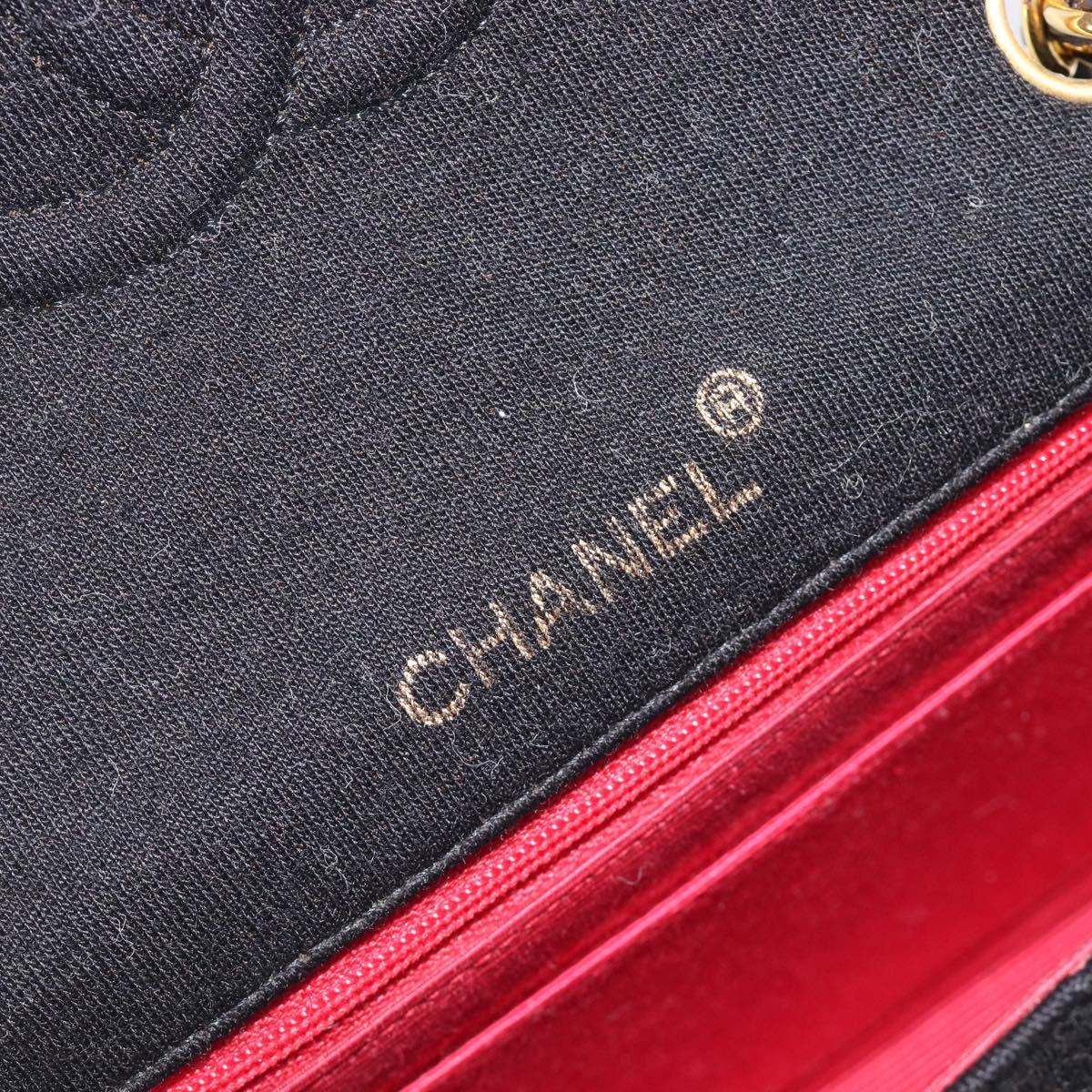CHANEL Mini Matelasse 18 Chain Shoulder Bag Cotton Black Gold CC Auth 211216SAV
