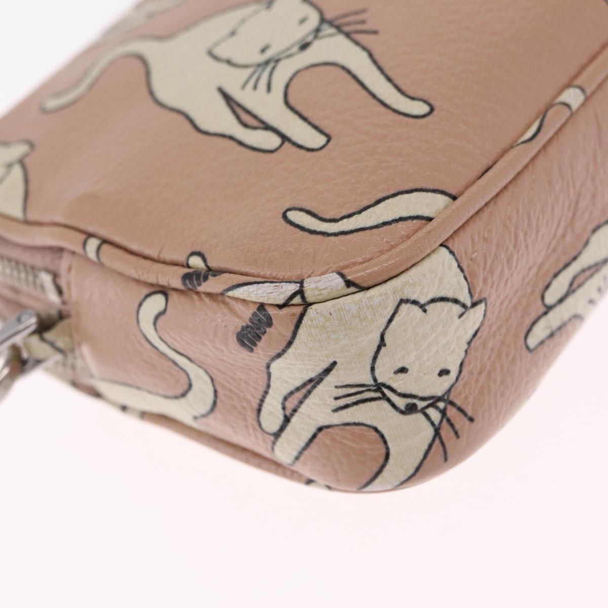 Miu Miu Shoulder Bag Leather Pink Silver Auth 211218A