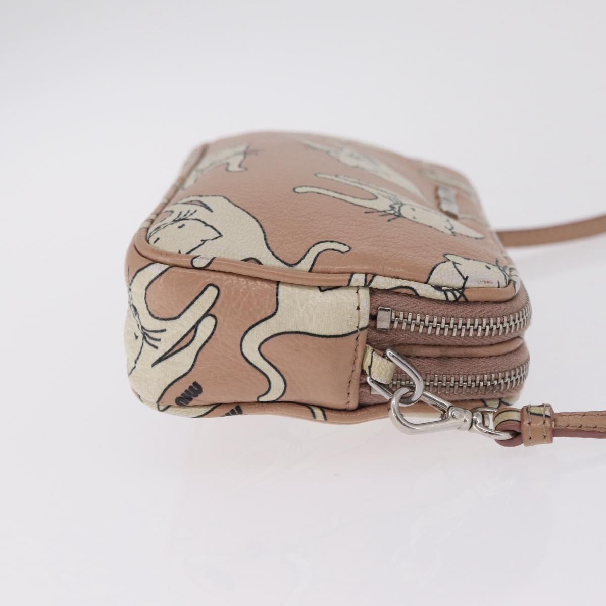 Miu Miu Shoulder Bag Leather Pink Silver Auth 211218A