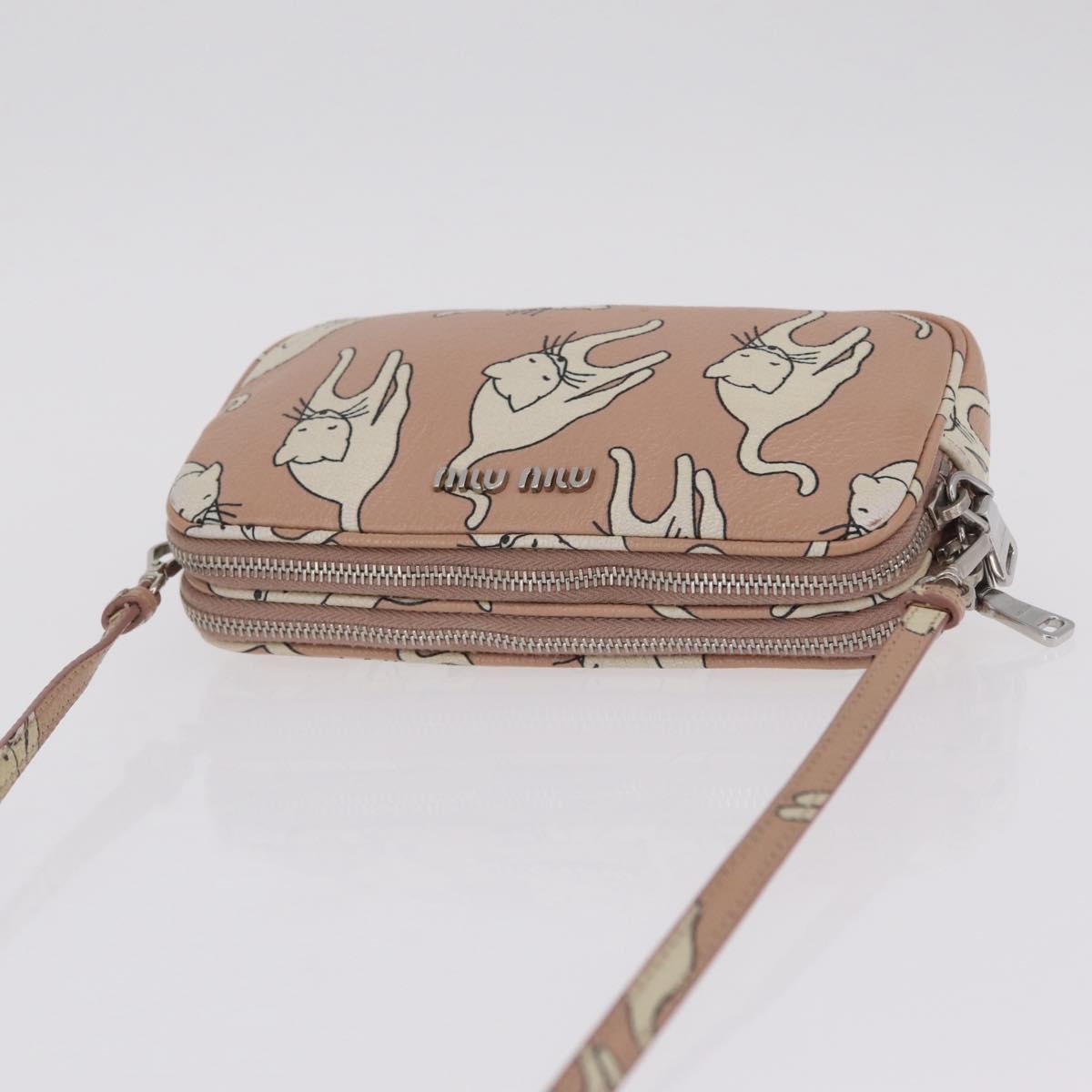 Miu Miu Shoulder Bag Leather Pink Silver Auth 211218A