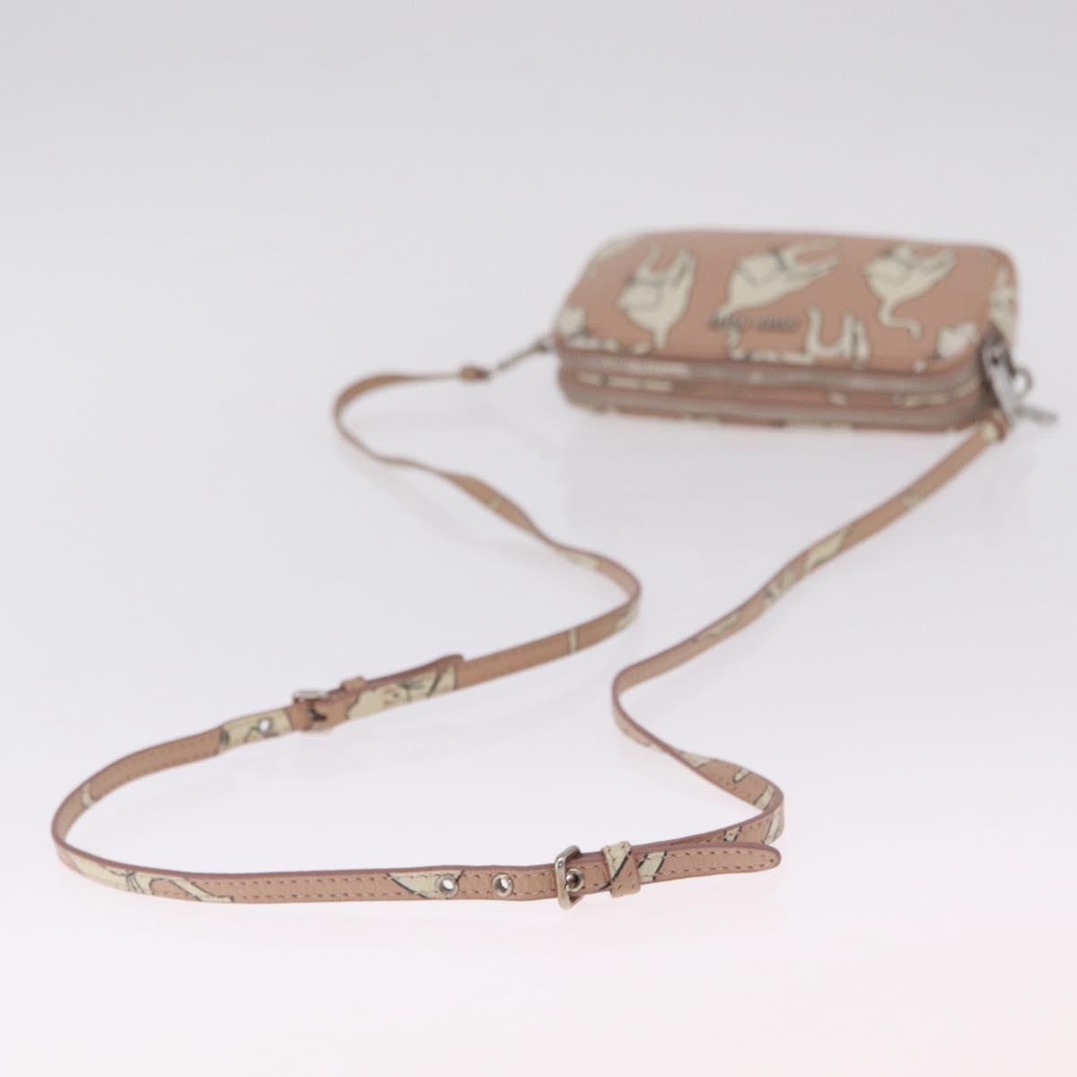 Miu Miu Shoulder Bag Leather Pink Silver Auth 211218A