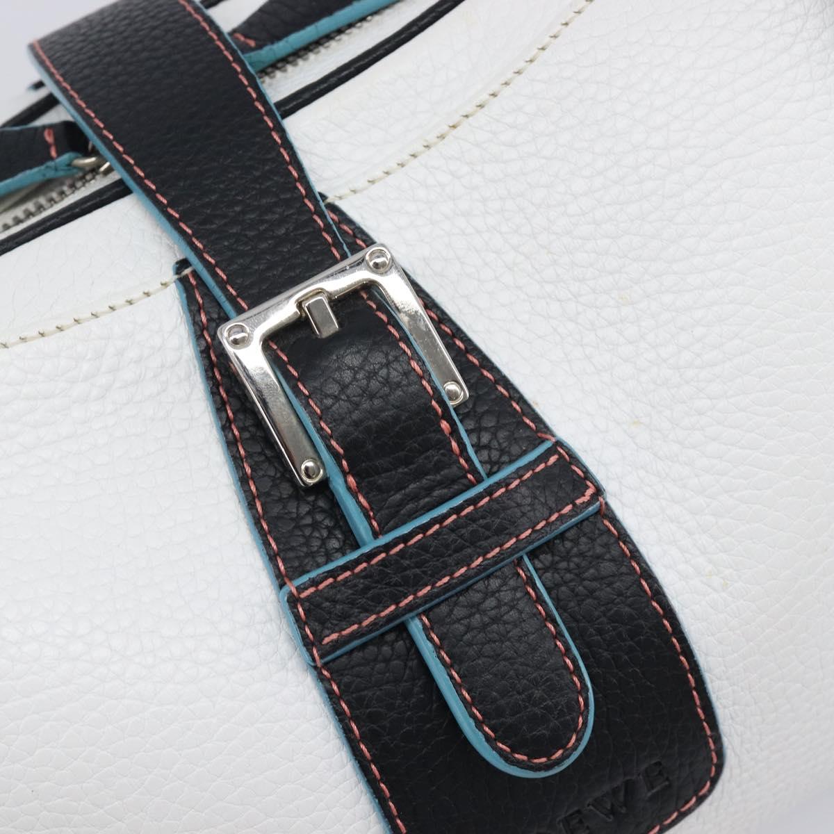 LOEWE Hand Bag Leather White Silver Auth 211222V