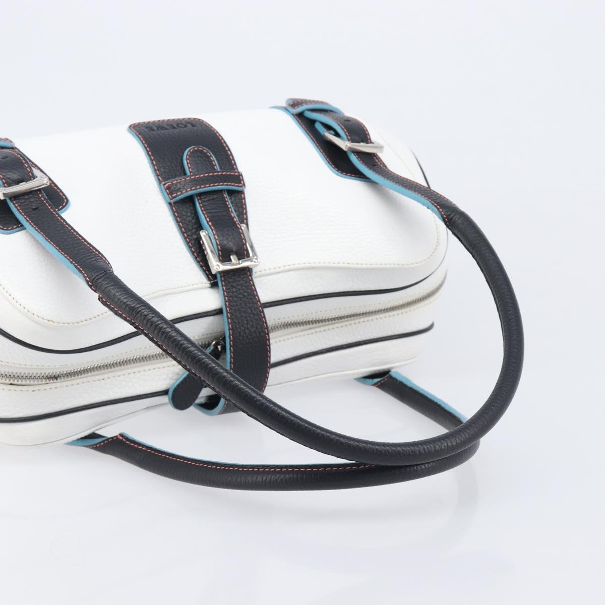 LOEWE Hand Bag Leather White Silver Auth 211222V