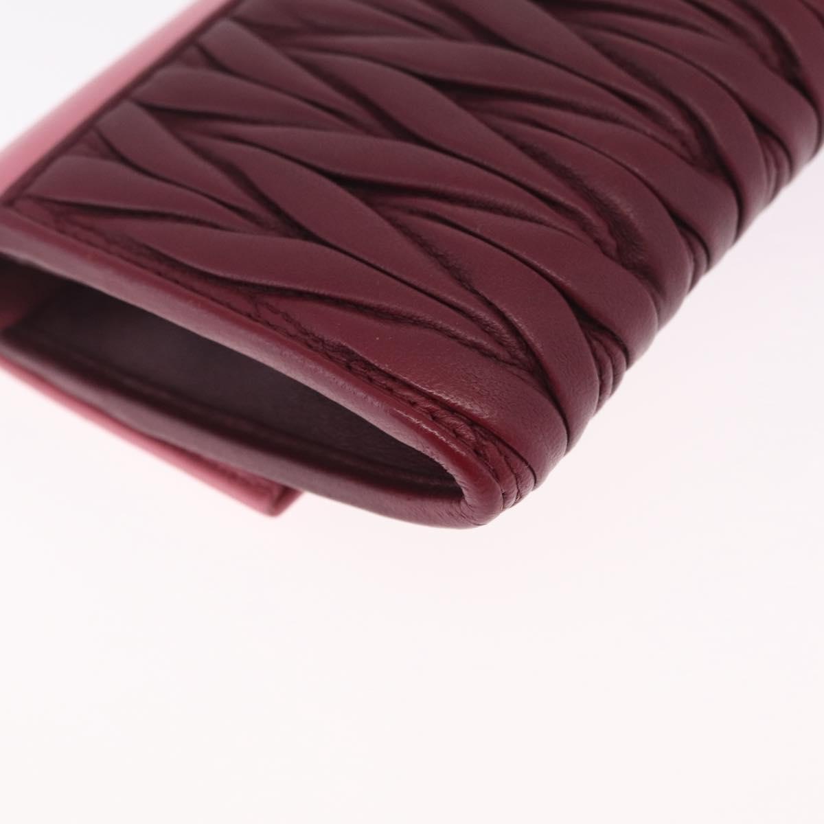 Miu Miu Matelasse Chain Wallet Leather Pink Silver Auth 211242V