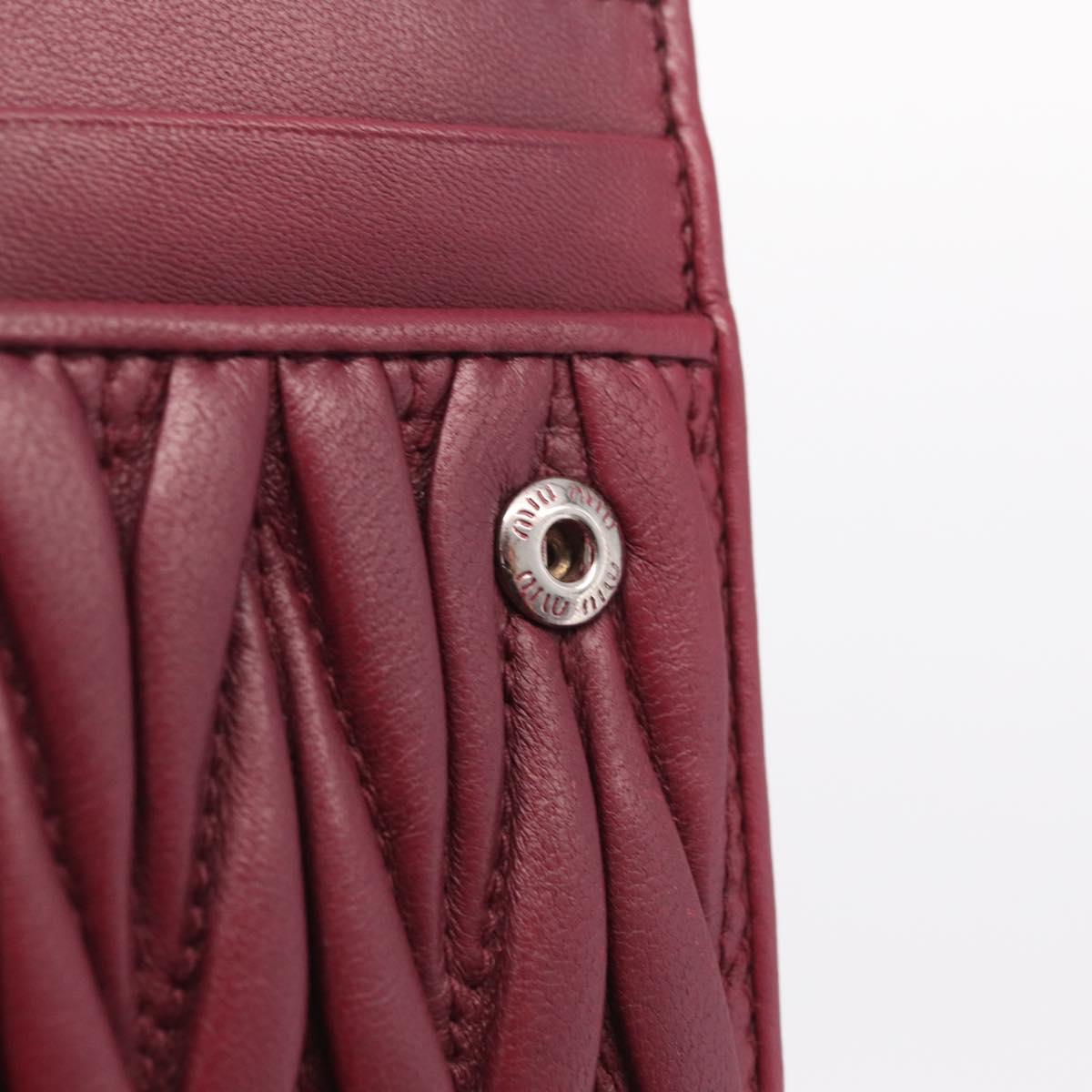 Miu Miu Matelasse Chain Wallet Leather Pink Silver Auth 211242V