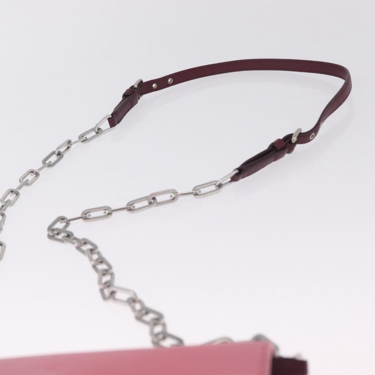 Miu Miu Matelasse Chain Wallet Leather Pink Silver Auth 211242V