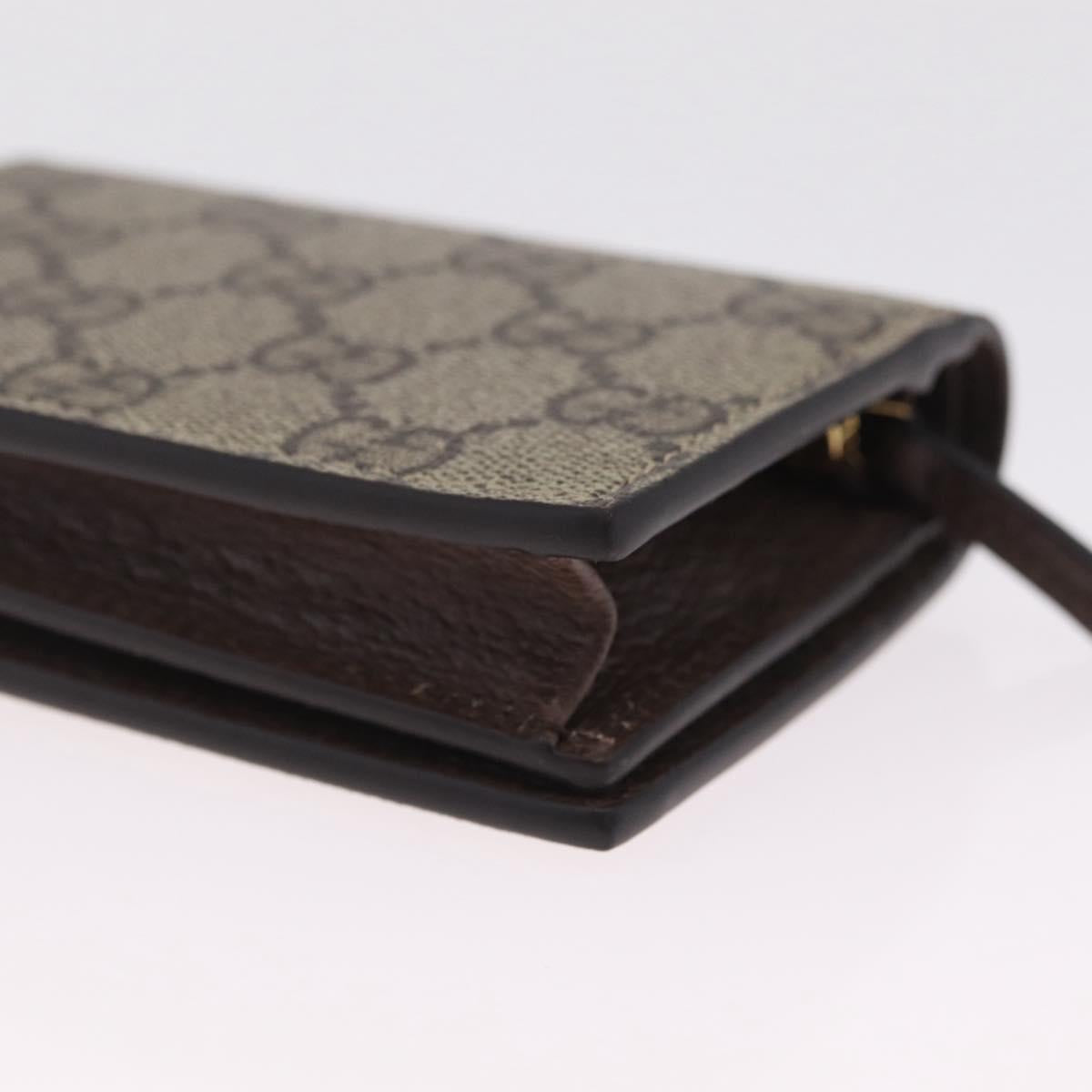 GUCCI GG Supreme Compact Bifold Wallet PVC BNF Beige Yellow 701009 Auth 211252M
