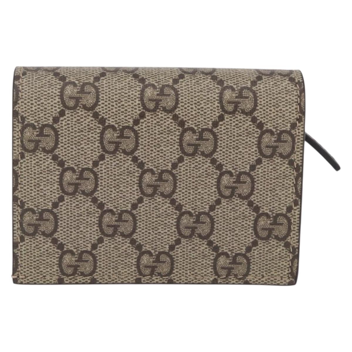 GUCCI GG Supreme Compact Bifold Wallet PVC BNF Beige Yellow 701009 Auth 211252M