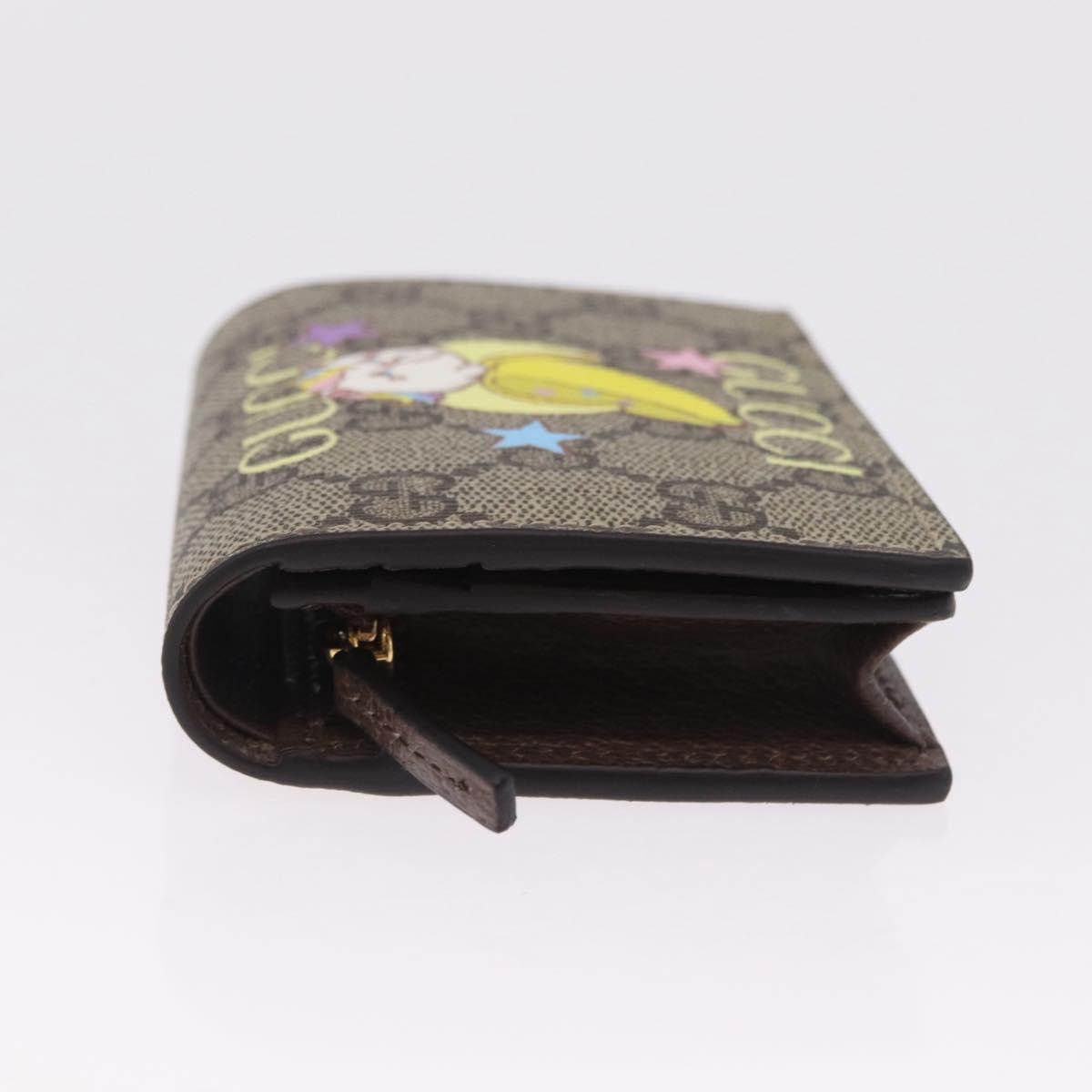 GUCCI GG Supreme Compact Bifold Wallet PVC BNF Beige Yellow 701009 Auth 211252M