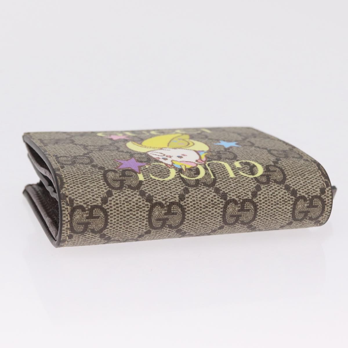GUCCI GG Supreme Compact Bifold Wallet PVC BNF Beige Yellow 701009 Auth 211252M