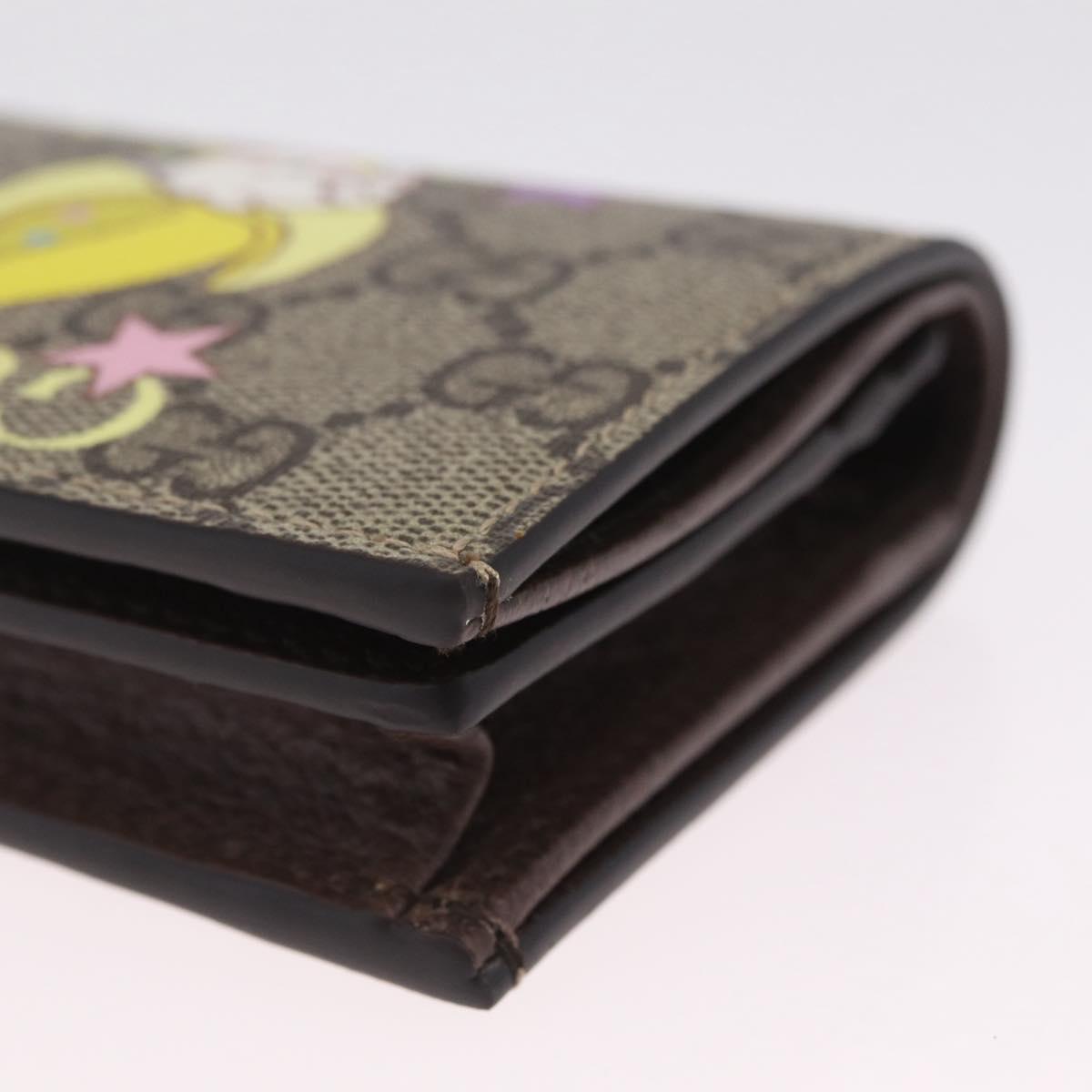 GUCCI GG Supreme Compact Bifold Wallet PVC BNF Beige Yellow 701009 Auth 211252M