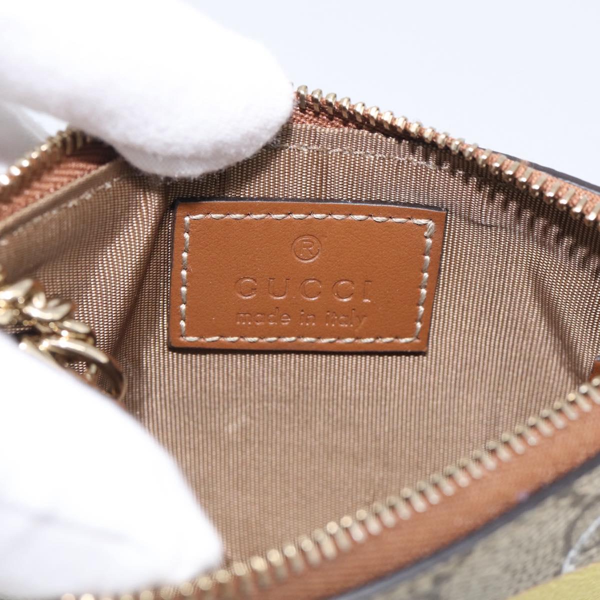 GUCCI GG Supreme Coin Purse PVC Beige Gold 838892 Auth 211254M