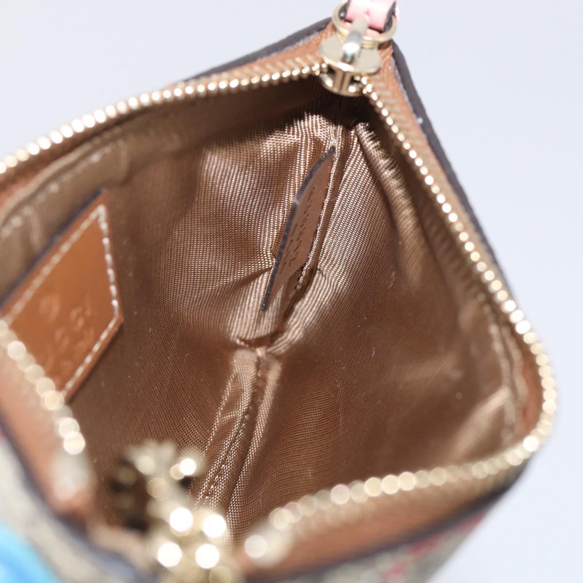 GUCCI GG Supreme Coin Purse PVC Beige Gold 838892 Auth 211254M
