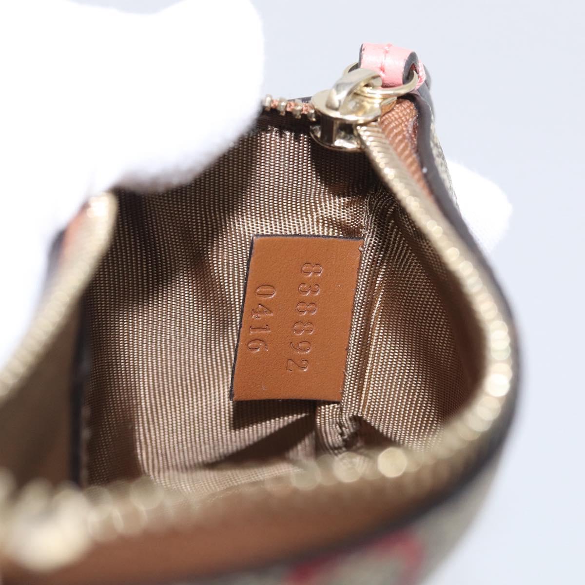 GUCCI GG Supreme Coin Purse PVC Beige Gold 838892 Auth 211254M