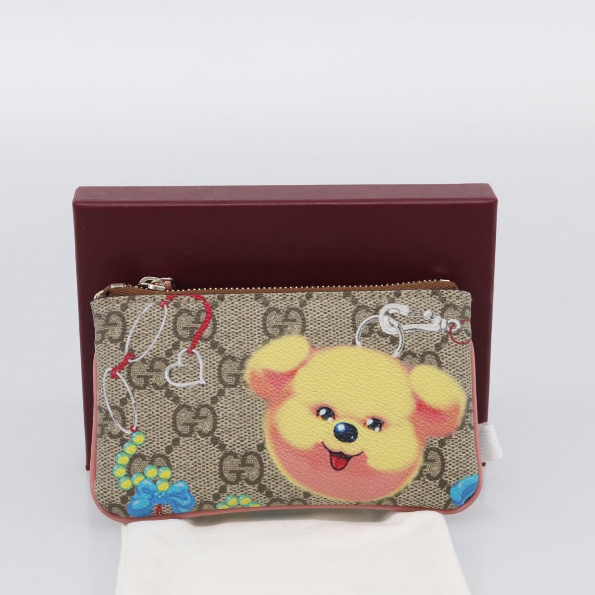 GUCCI GG Supreme Coin Purse PVC Beige Gold 838892 Auth 211254M