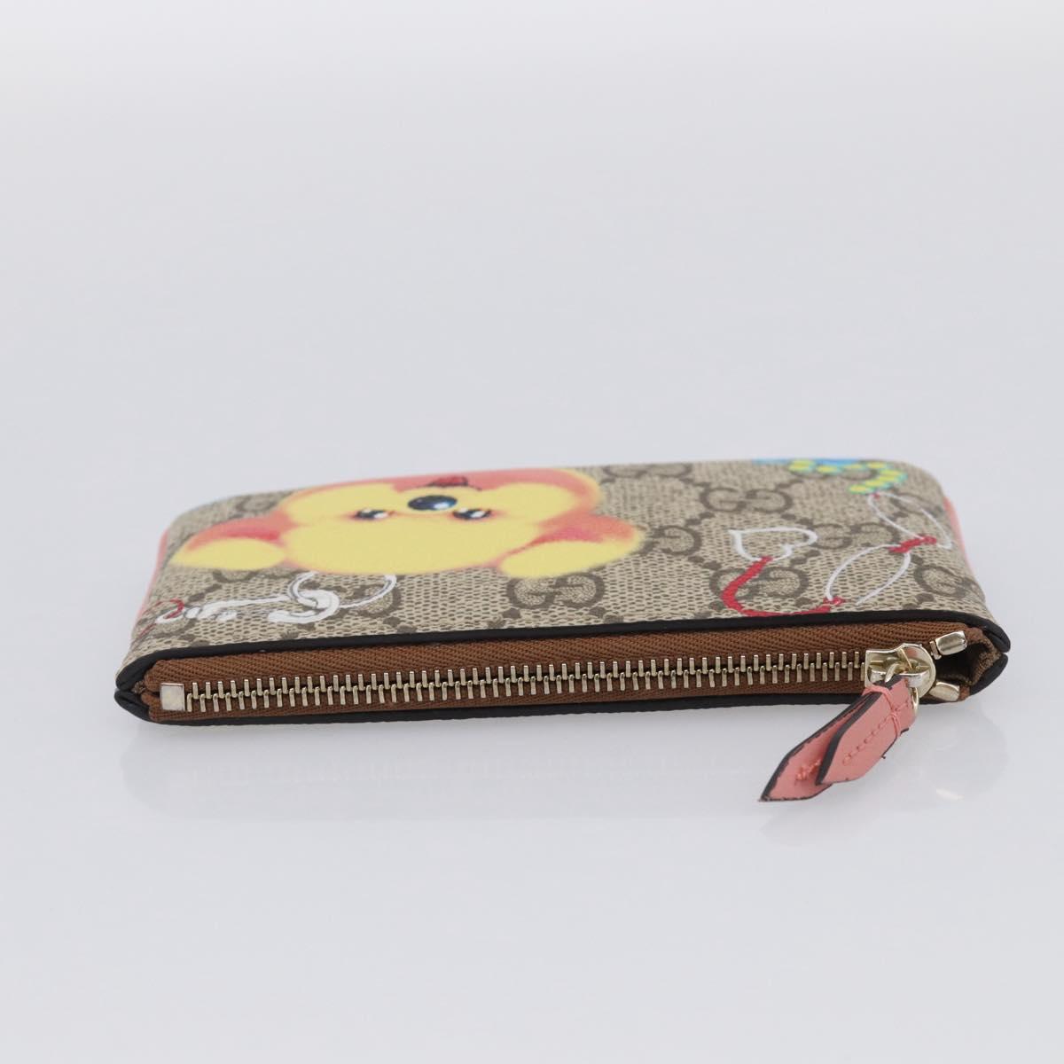 GUCCI GG Supreme Coin Purse PVC Beige Gold 838892 Auth 211254M