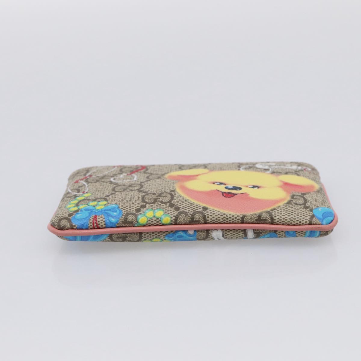 GUCCI GG Supreme Coin Purse PVC Beige Gold 838892 Auth 211254M