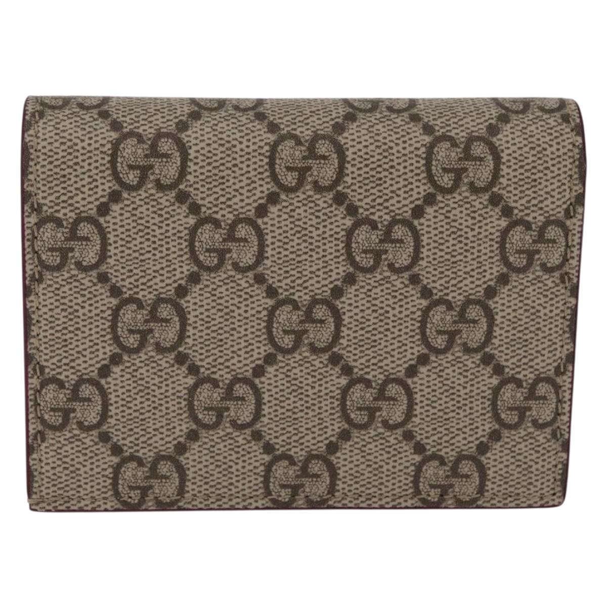 GUCCI GG Supreme Wallet PVC Beige Gold 855384 Auth 211255M