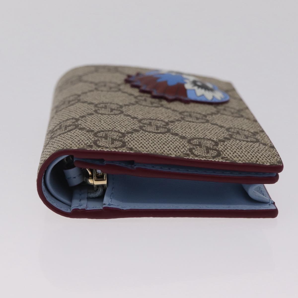 GUCCI GG Supreme Wallet PVC Beige Gold 855384 Auth 211255M
