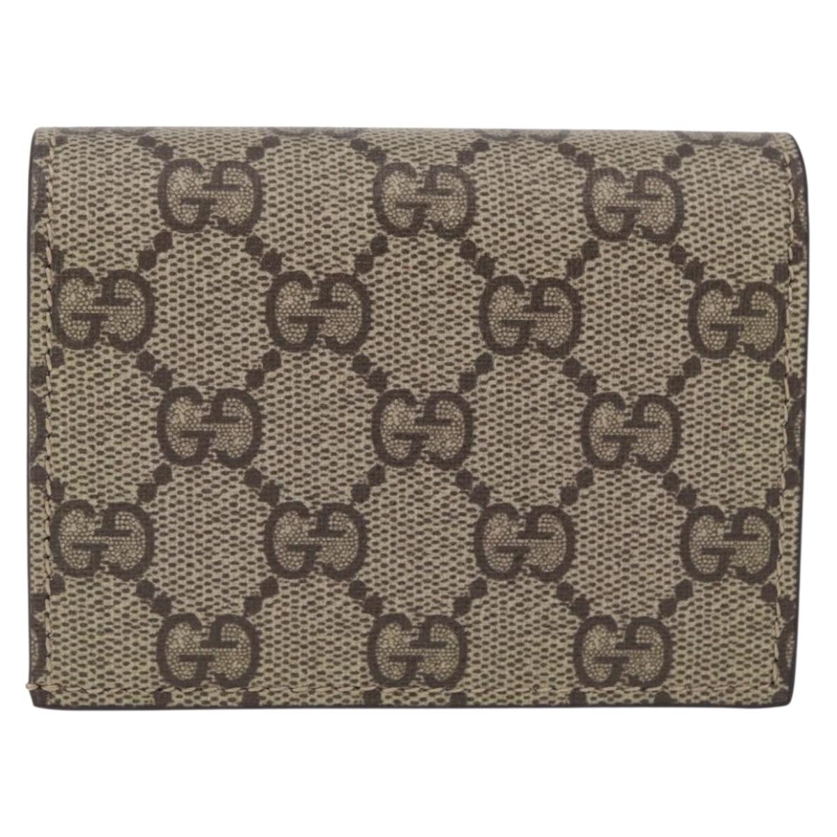 GUCCI GG Supreme Compact Bifold Wallet PVC BNF Beige Yellow 701009 Auth 211258M
