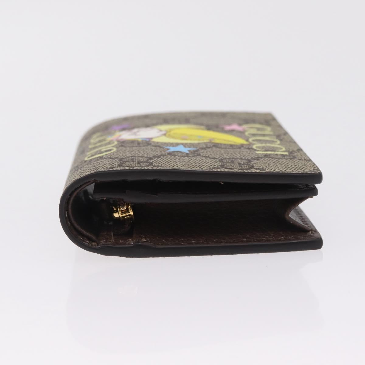 GUCCI GG Supreme Compact Bifold Wallet PVC BNF Beige Yellow 701009 Auth 211258M