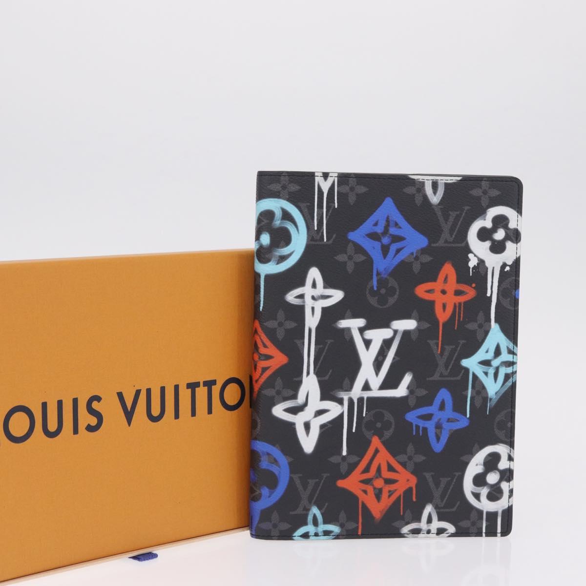 LOUIS VUITTON Monogram Eclipse Quverture Carnet Cover Black GI0845 Auth 211262M