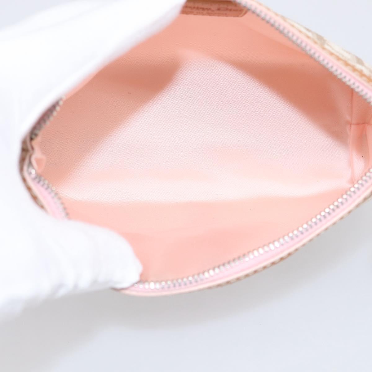 Christian Dior Romantic Pouch PVC Beige Silver Auth 211275V