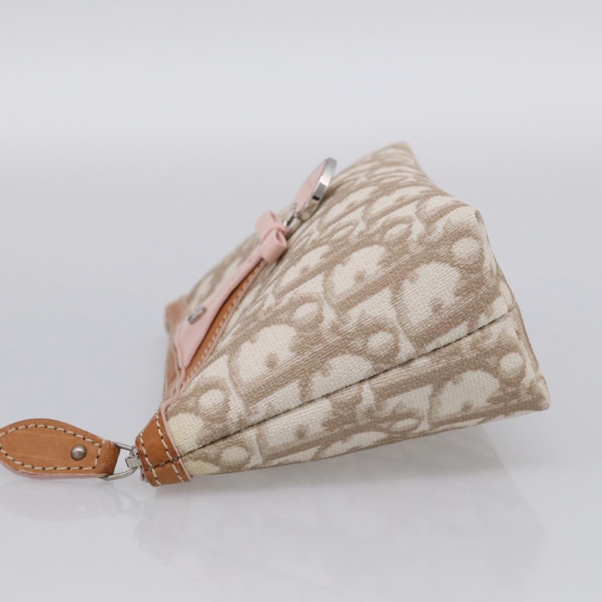 Christian Dior Romantic Pouch PVC Beige Silver Auth 211275V