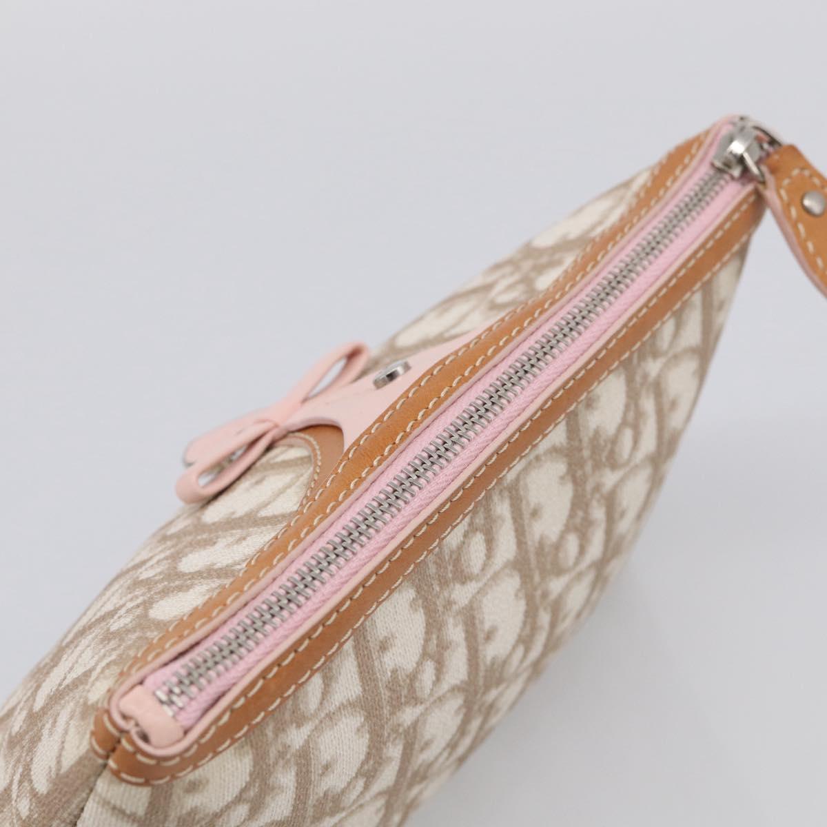 Christian Dior Romantic Pouch PVC Beige Silver Auth 211275V