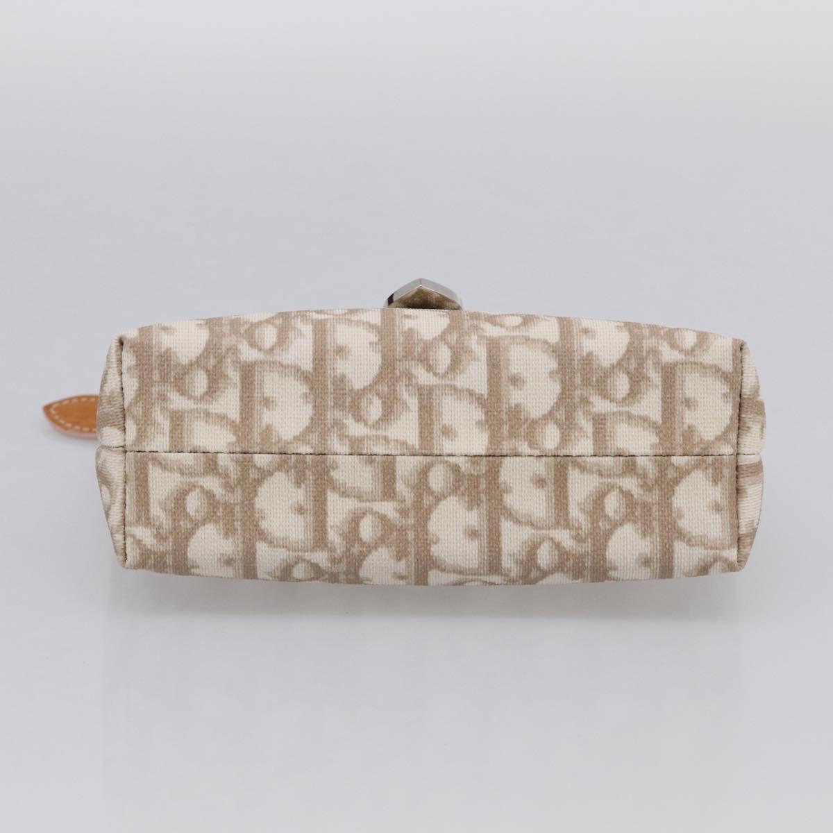 Christian Dior Romantic Pouch PVC Beige Silver Auth 211275V