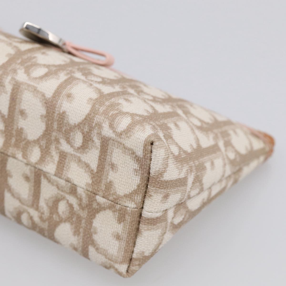 Christian Dior Romantic Pouch PVC Beige Silver Auth 211275V