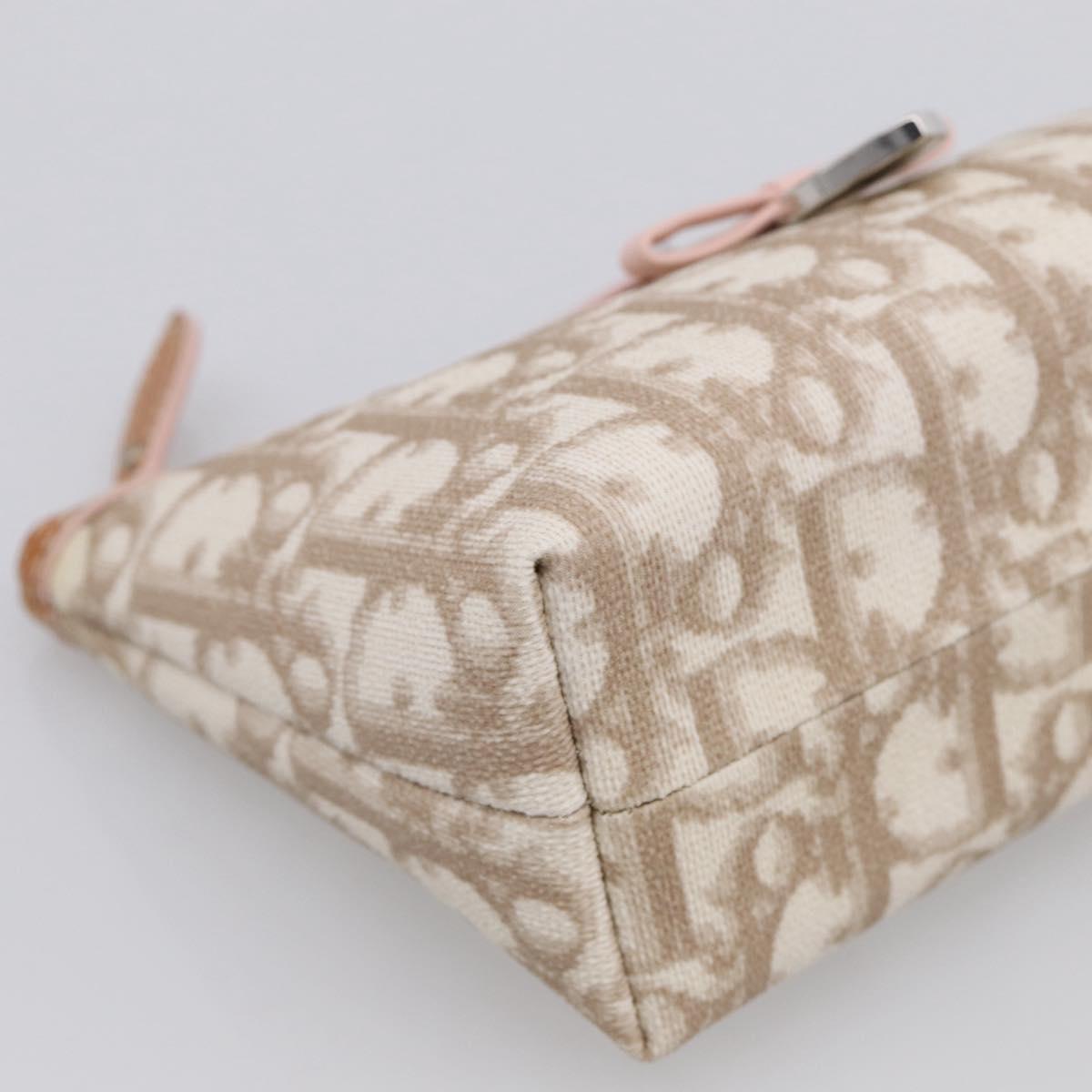 Christian Dior Romantic Pouch PVC Beige Silver Auth 211275V