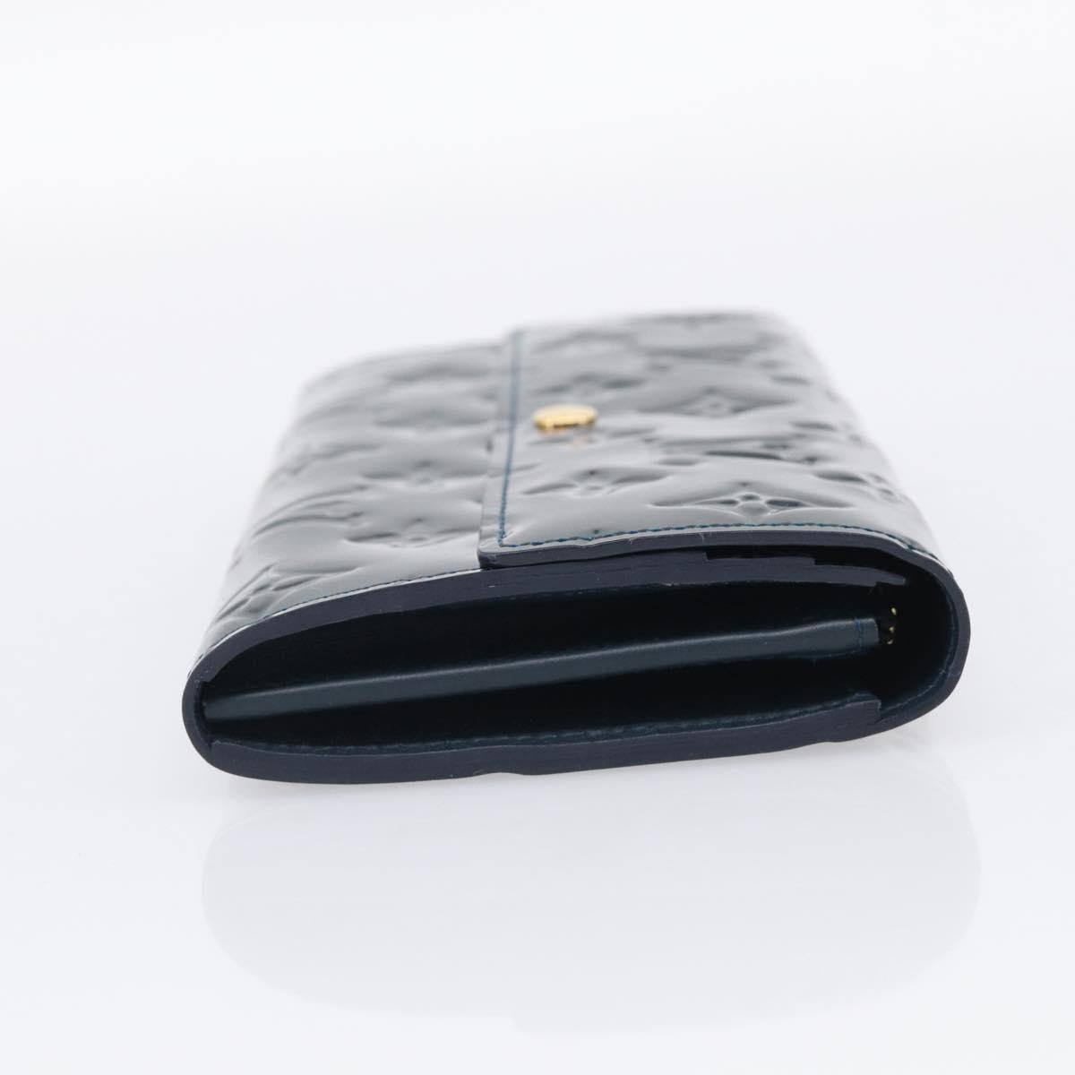 LOUIS VUITTON Vernis Portefeiulle Sarah Wallet Bluenuit M93667 LV Auth 211280A